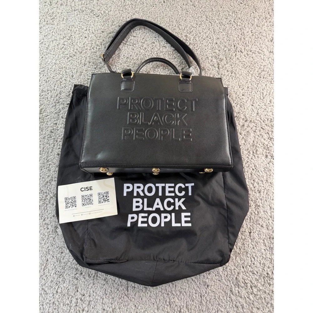 NWT CISE Tote Bag Black Vegan Leather Protect Black People Handbag with Strap
